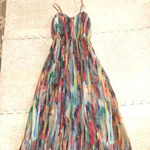 Watercolor Print Maxi Dress